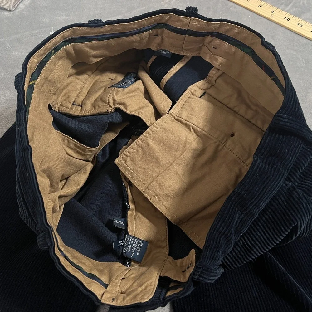 Polo Ralph Laure Preston Corduroy Pants Mens 36x34 Navy Blue Straight Chino